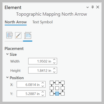 Element pane with Placement tab active and Size and Position sections expanded