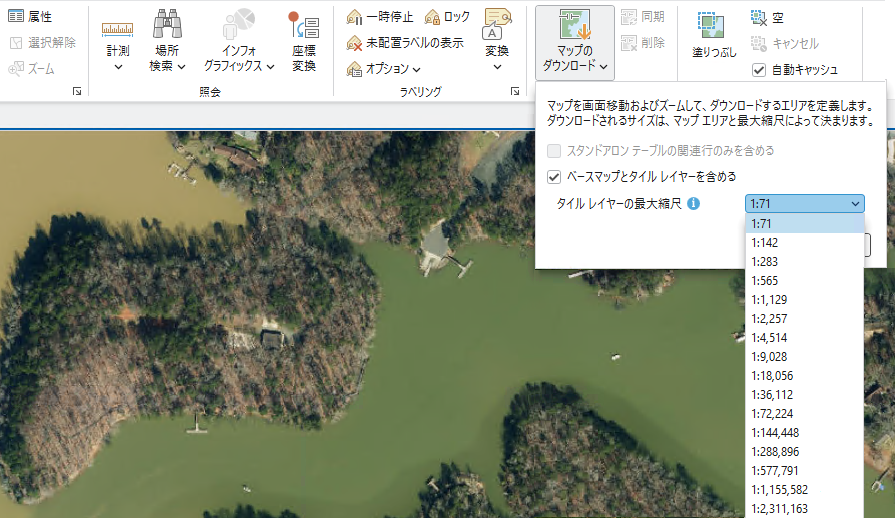 さらに拡大して、オフラインで使用できるより詳細な参照データを取得します。