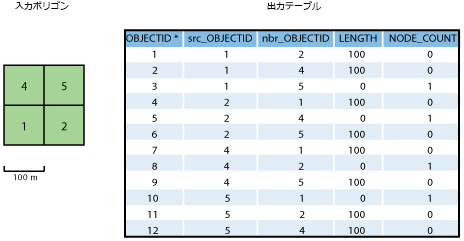 入力データと出力テーブル
