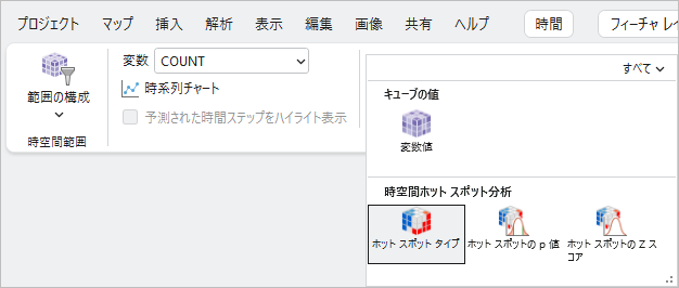 テーマ ギャラリーの時空間ホット スポット分析セクション