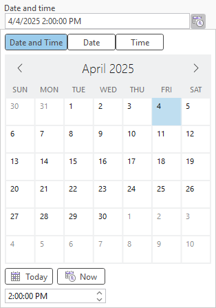 Элемент управления Дата по умолчанию