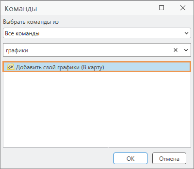 Диалоговое окно Команды с выбранной командой Добавить слой графики
