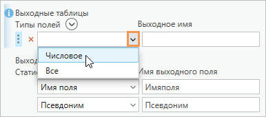 Ниспадающий список Типы полей с обозначенной опцией Числовой
