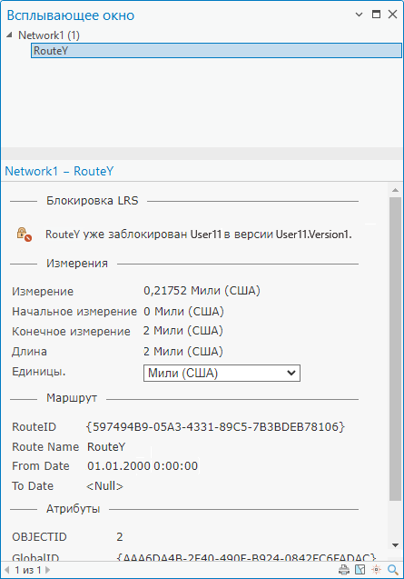 Всплывающее окно Идентифицировать маршруты, раздел Блокировка LRS