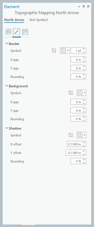 Element pane with Display tab active and Border, Background, and Shadow sections expanded