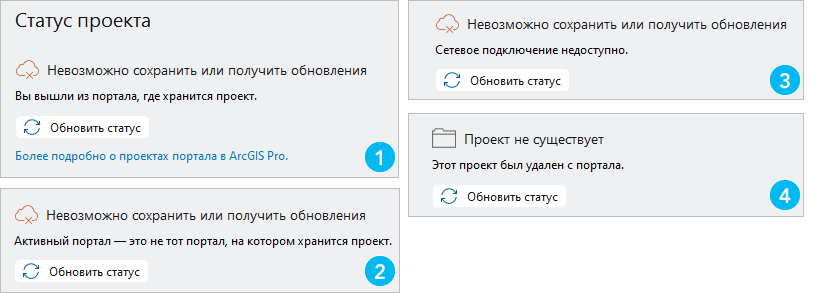Сообщения о статусе проекта портала на странице Информация