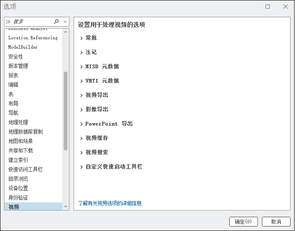 用于视频的工程选项