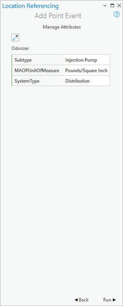 具有“管理属性”的“添加点事件”窗格