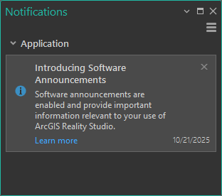 “通知”窗格中的软件公告